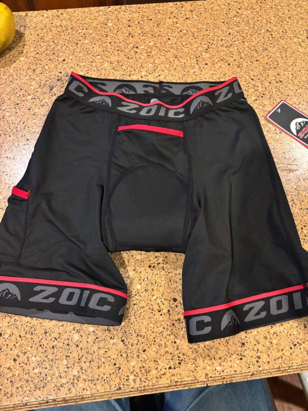 ZOIC Men’s Black Cycling/Compression Shorts with Red Trim
